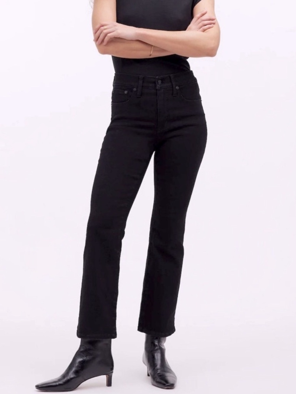 black madewell mid-rise kick out jeans
